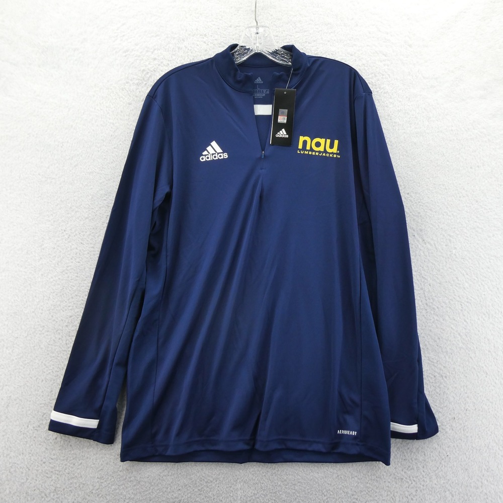 Adidas Quarter Zip Shirt Men Large NAU Lumberjacks Navy Blue Aeroready Polyester